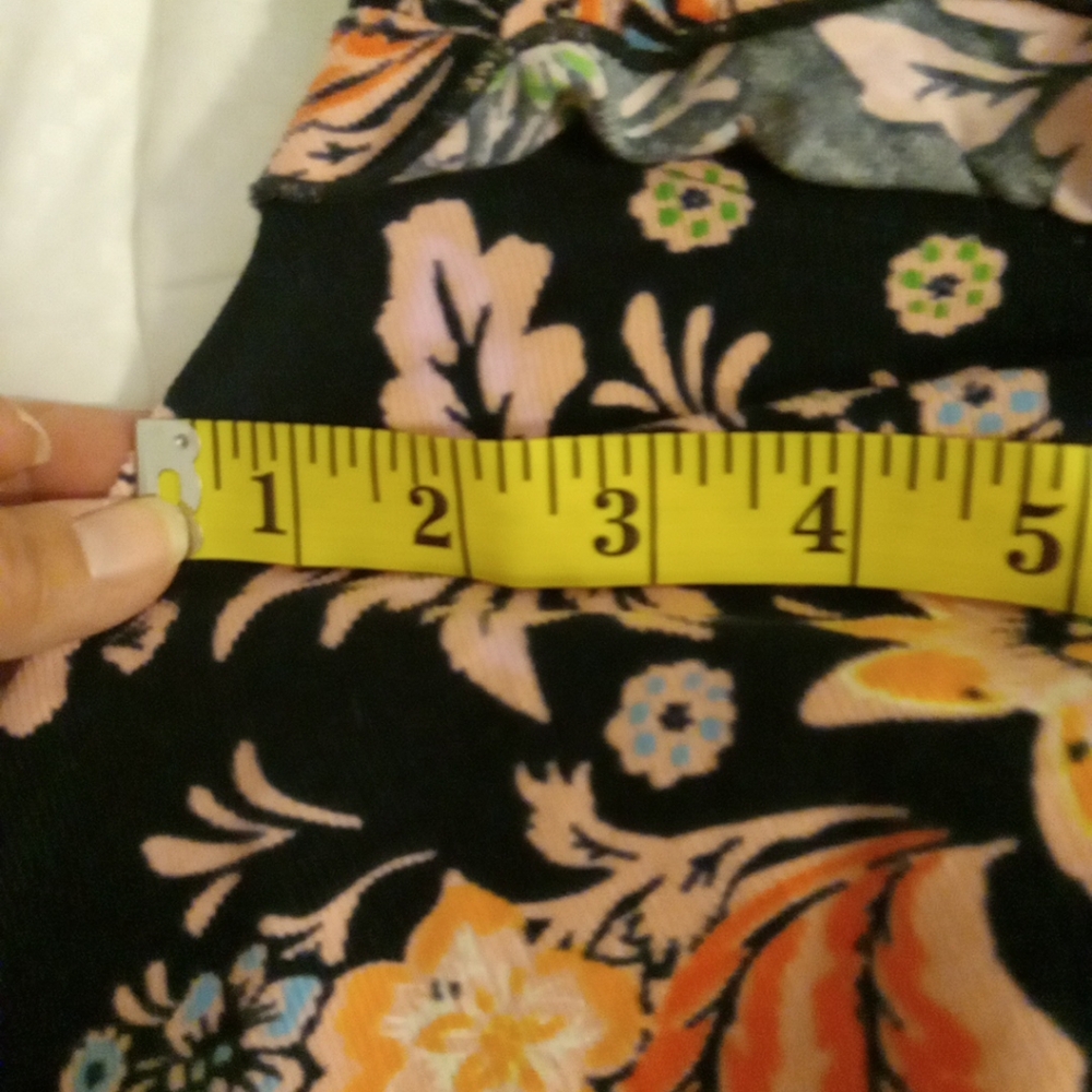 Free people corduroy floral romper sun dress with ruffles navy blue size medium - Picture 11 of 16